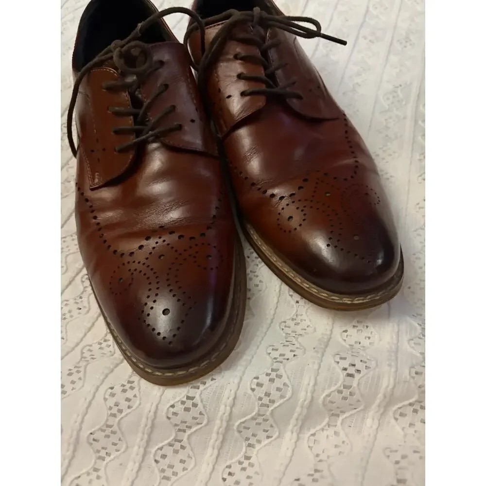 Stacy Adams Brown Leather Wingtip Oxford Dress Shoes Lace Up Men's Size 10